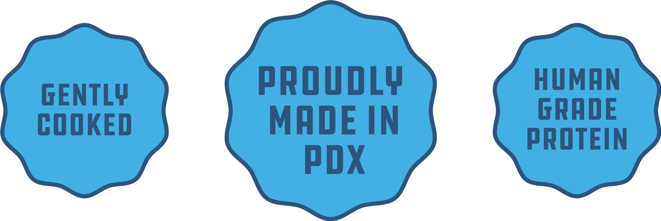 Banner for Neighbor Pet Food describing how its food is gently cooked, proudly made in PDX, and uses human grade protein.